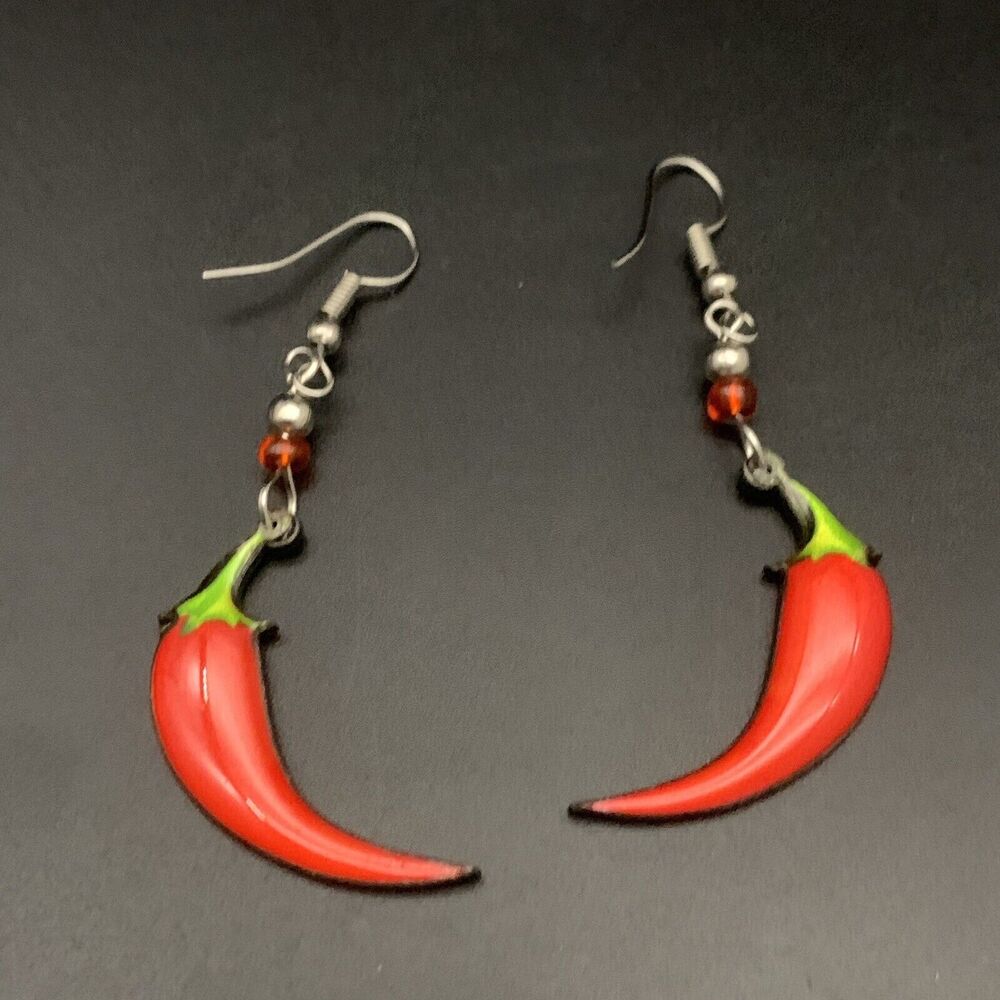 Chili Chile Spicy Pepper Dangle Drop Earrings